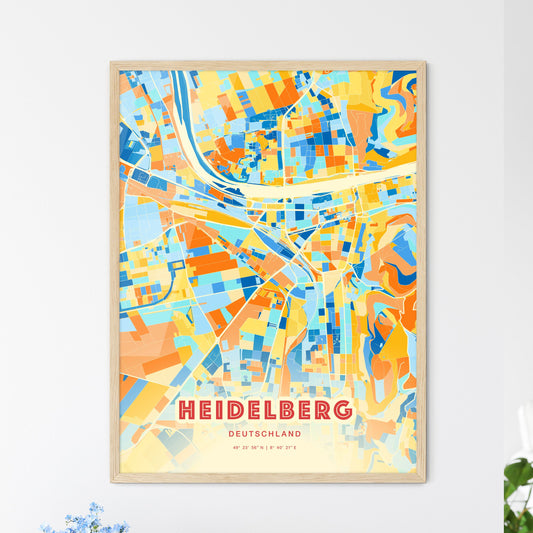 Colorful Heidelberg Germany Fine Art Map Blue Orange