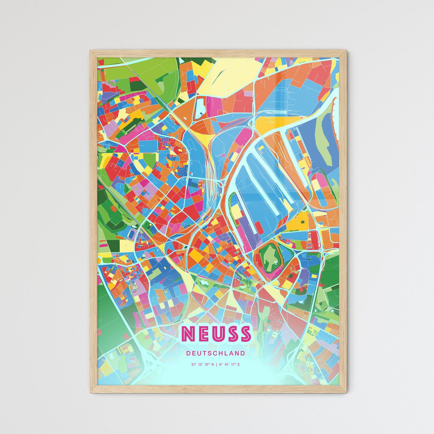 Colorful NEUSS GERMANY Fine Art Map Crazy Colors