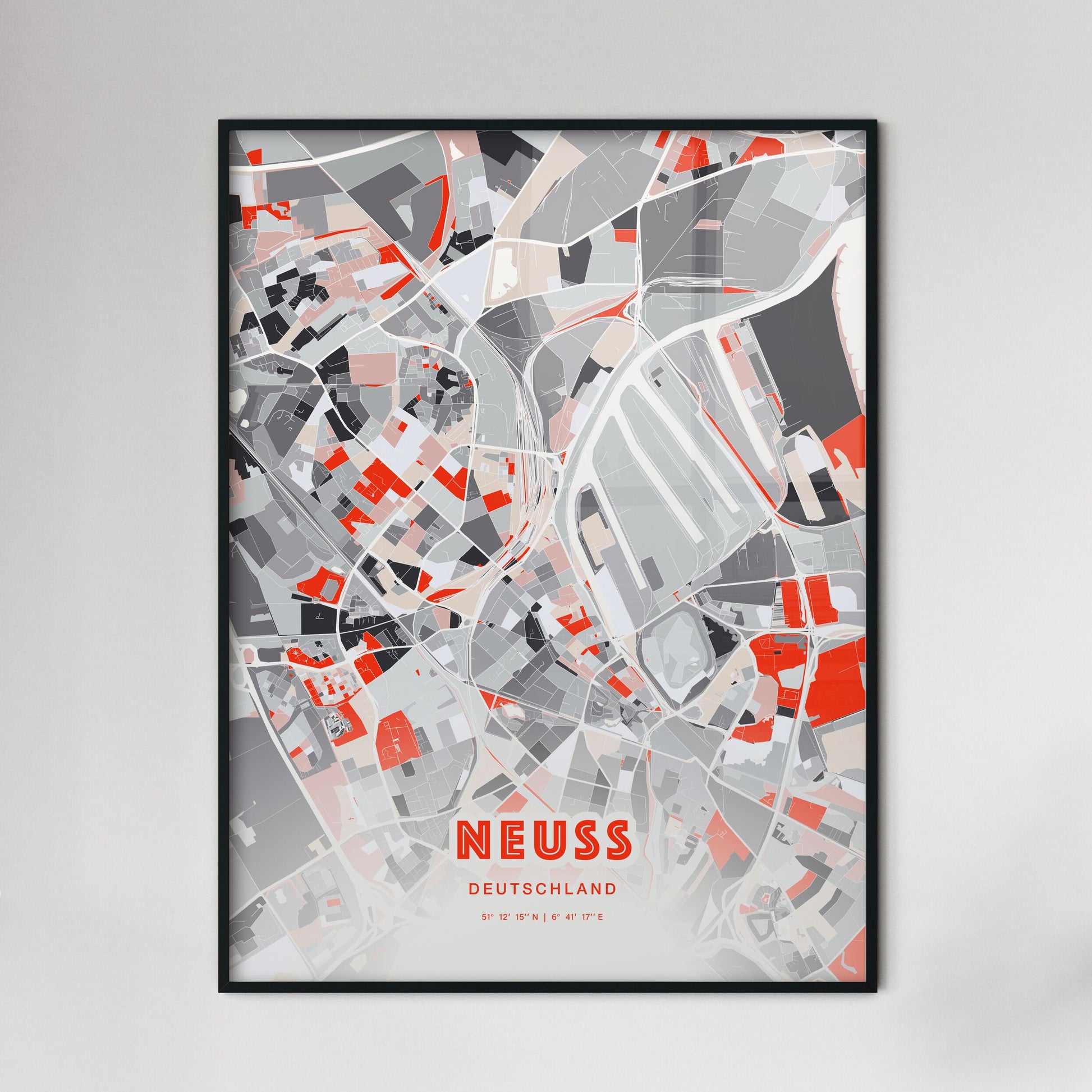 Colorful NEUSS GERMANY Fine Art Map Modern