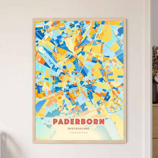 Colorful Paderborn Germany Fine Art Map Blue Orange