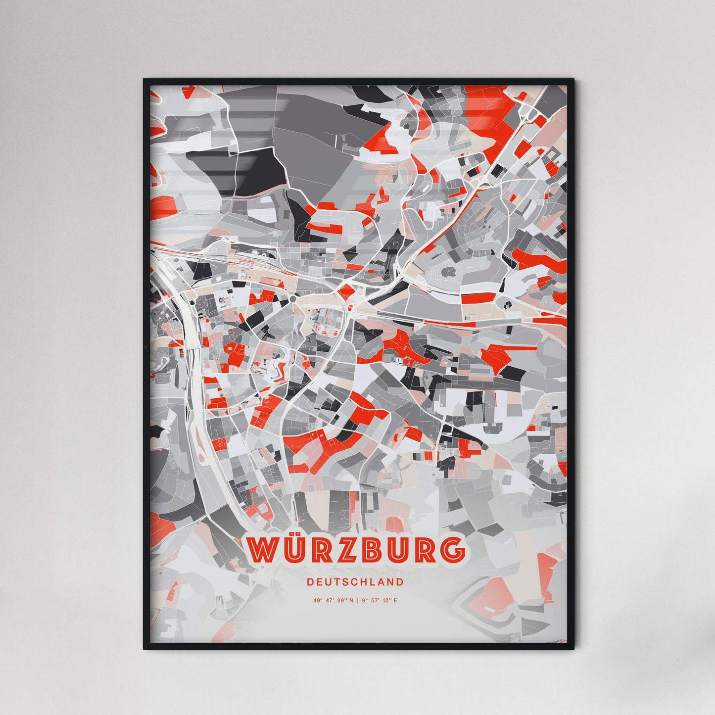 Colorful WURZBURG GERMANY Fine Art Map Modern