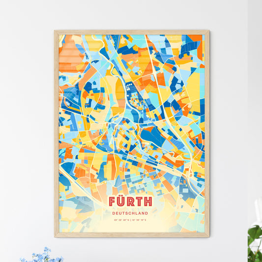 Colorful FURTH GERMANY Fine Art Map Blue Orange