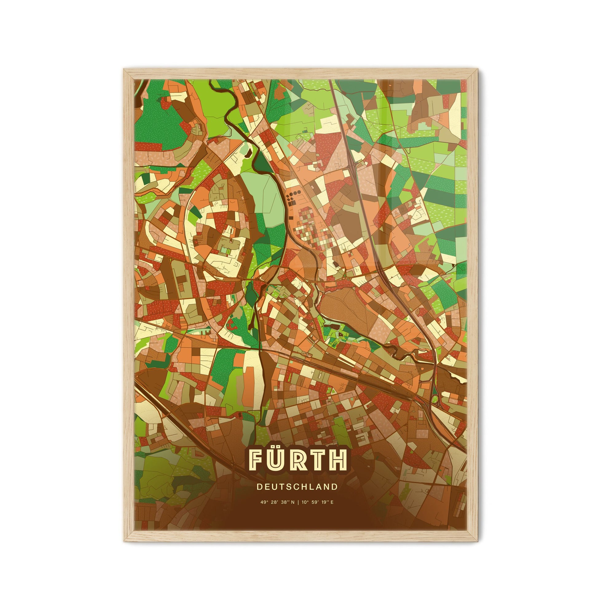 Colorful FURTH GERMANY Fine Art Map Farmhouse