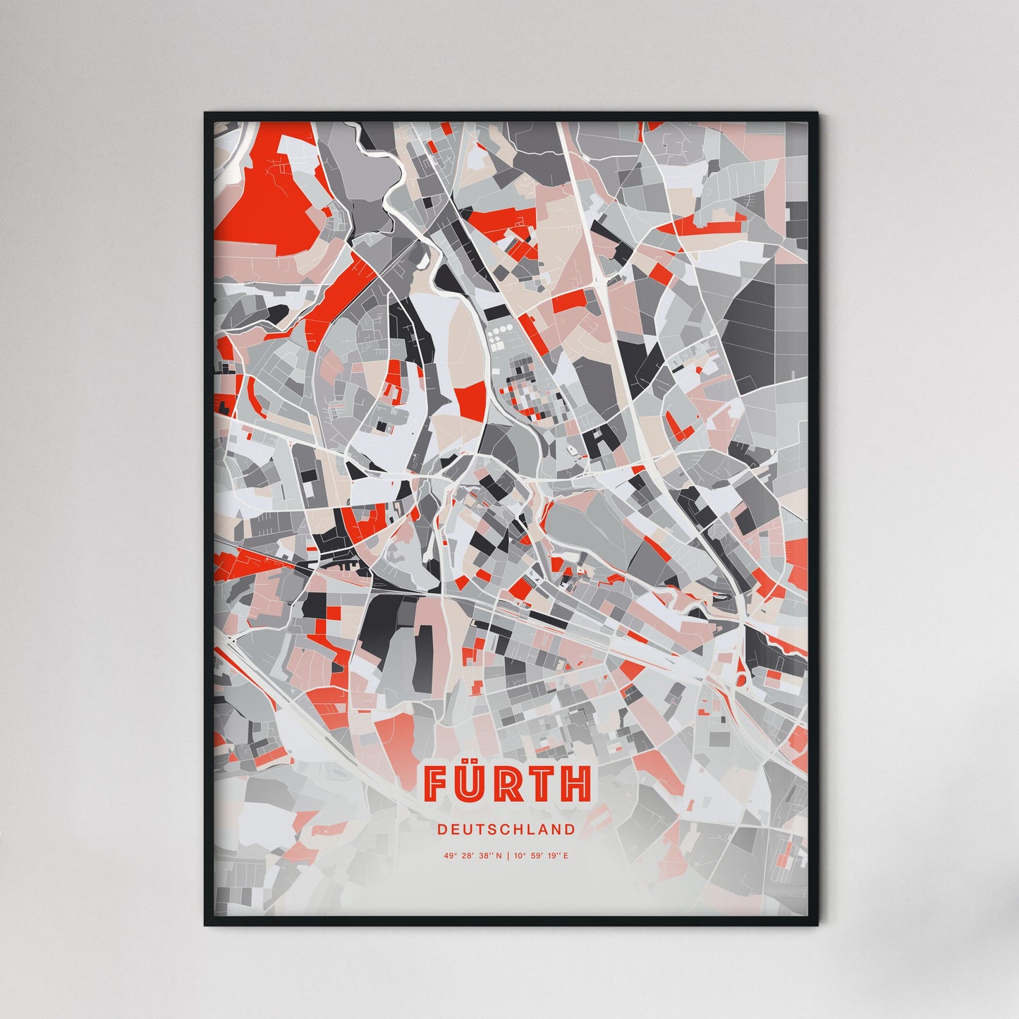 Colorful FURTH GERMANY Fine Art Map Modern