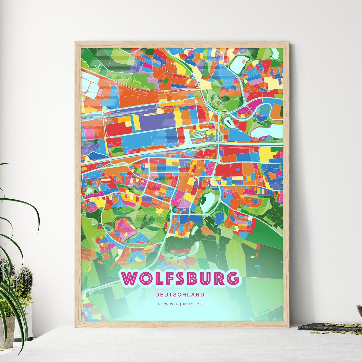 Colorful WOLFSBURG GERMANY Fine Art Map Crazy Colors