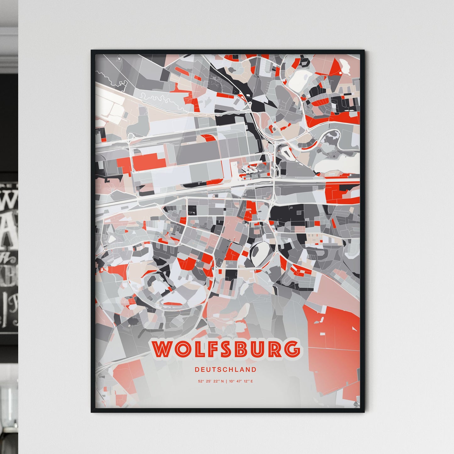 Colorful WOLFSBURG GERMANY Fine Art Map Modern