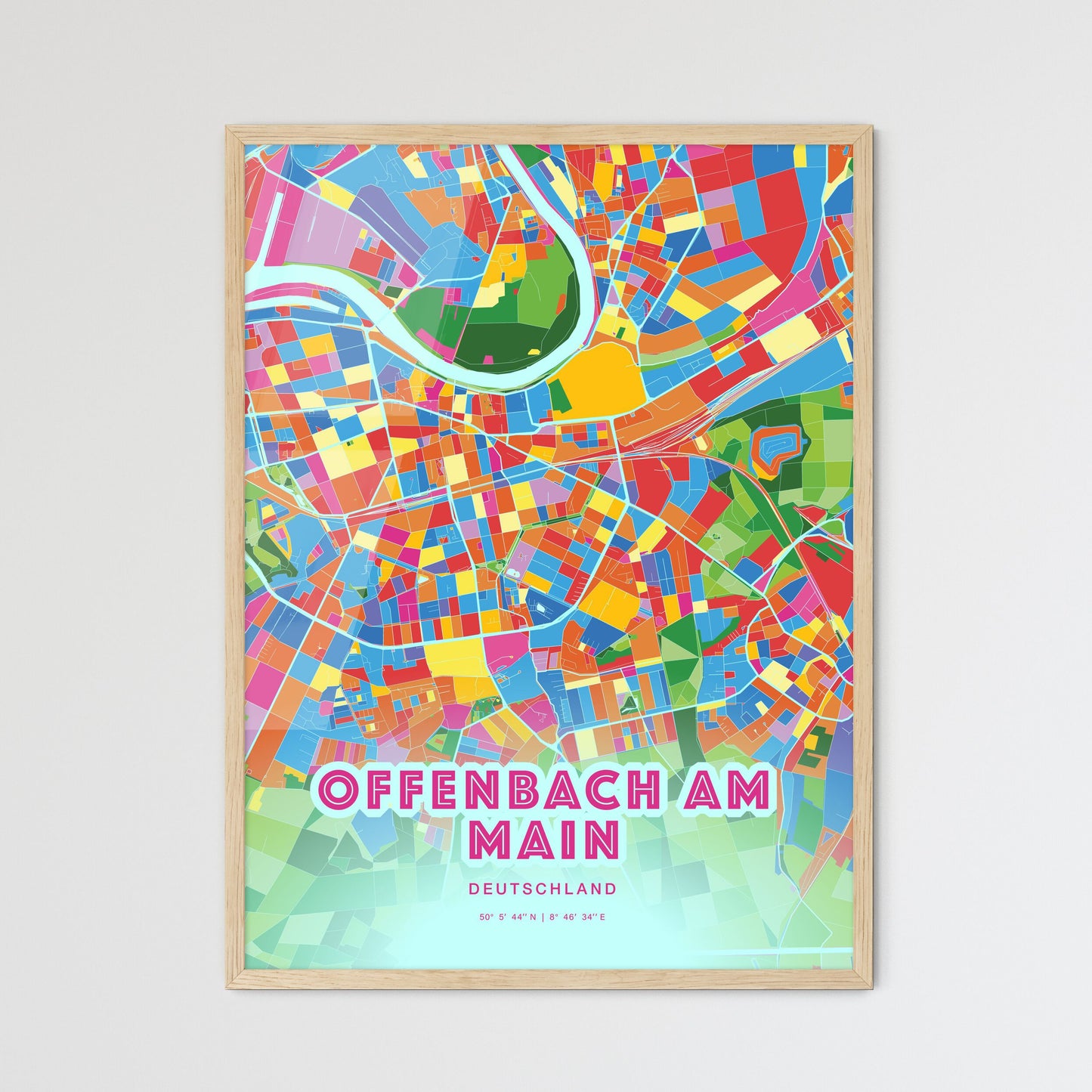 Colorful OFFENBACH AM MAIN GERMANY Fine Art Map Crazy Colors