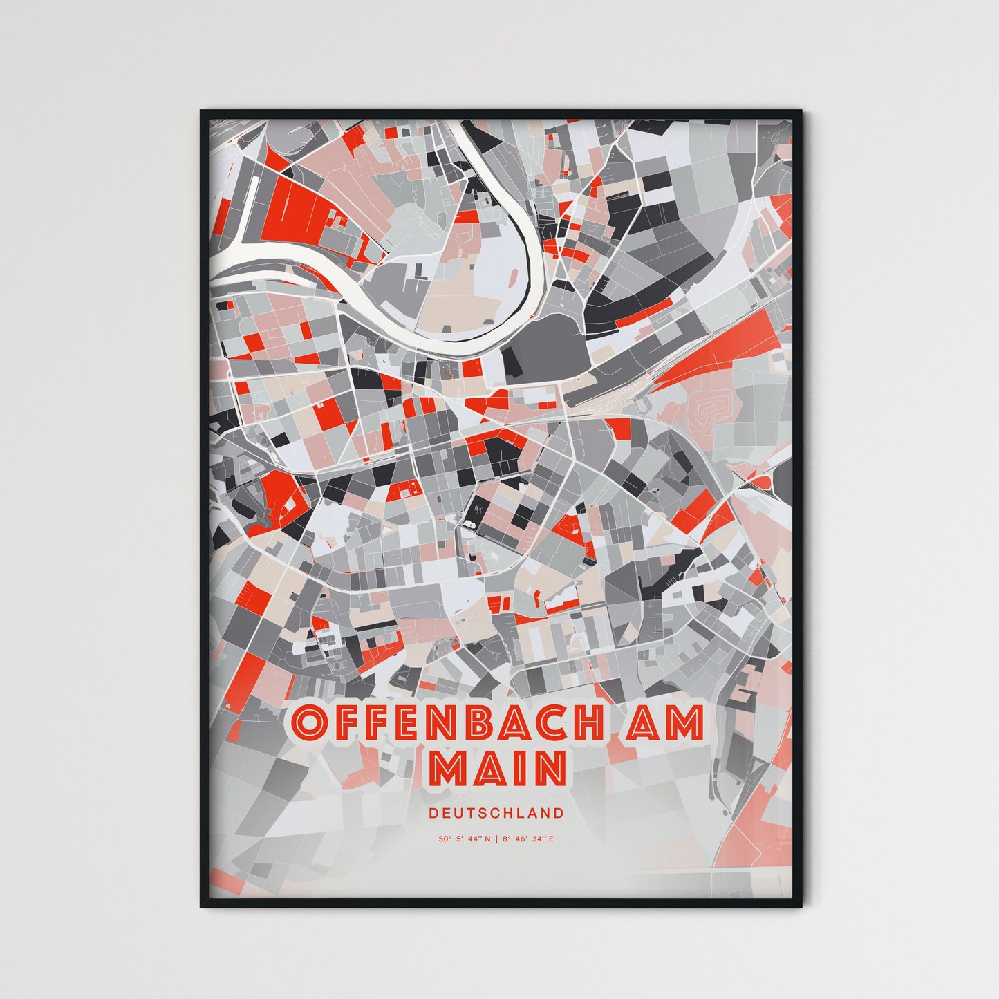 Colorful OFFENBACH AM MAIN GERMANY Fine Art Map Modern