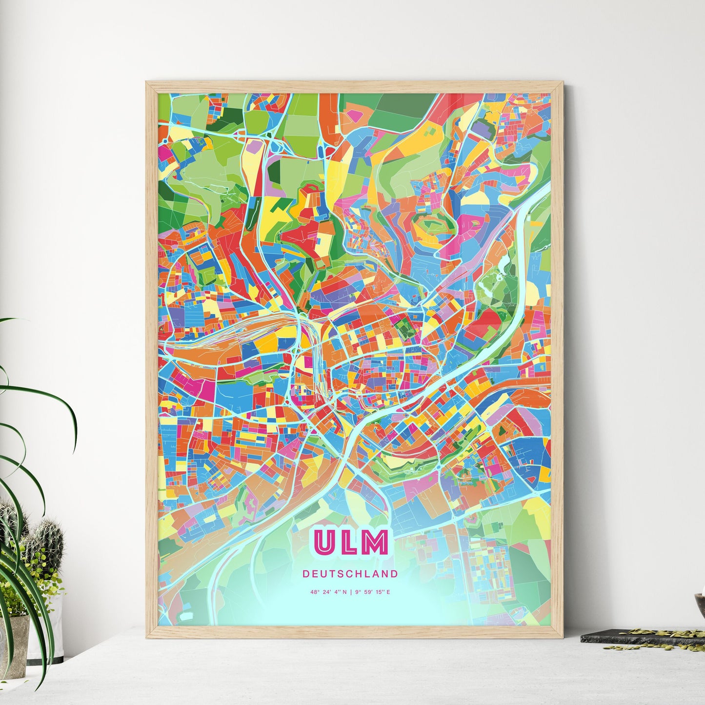 Colorful ULM GERMANY Fine Art Map Crazy Colors