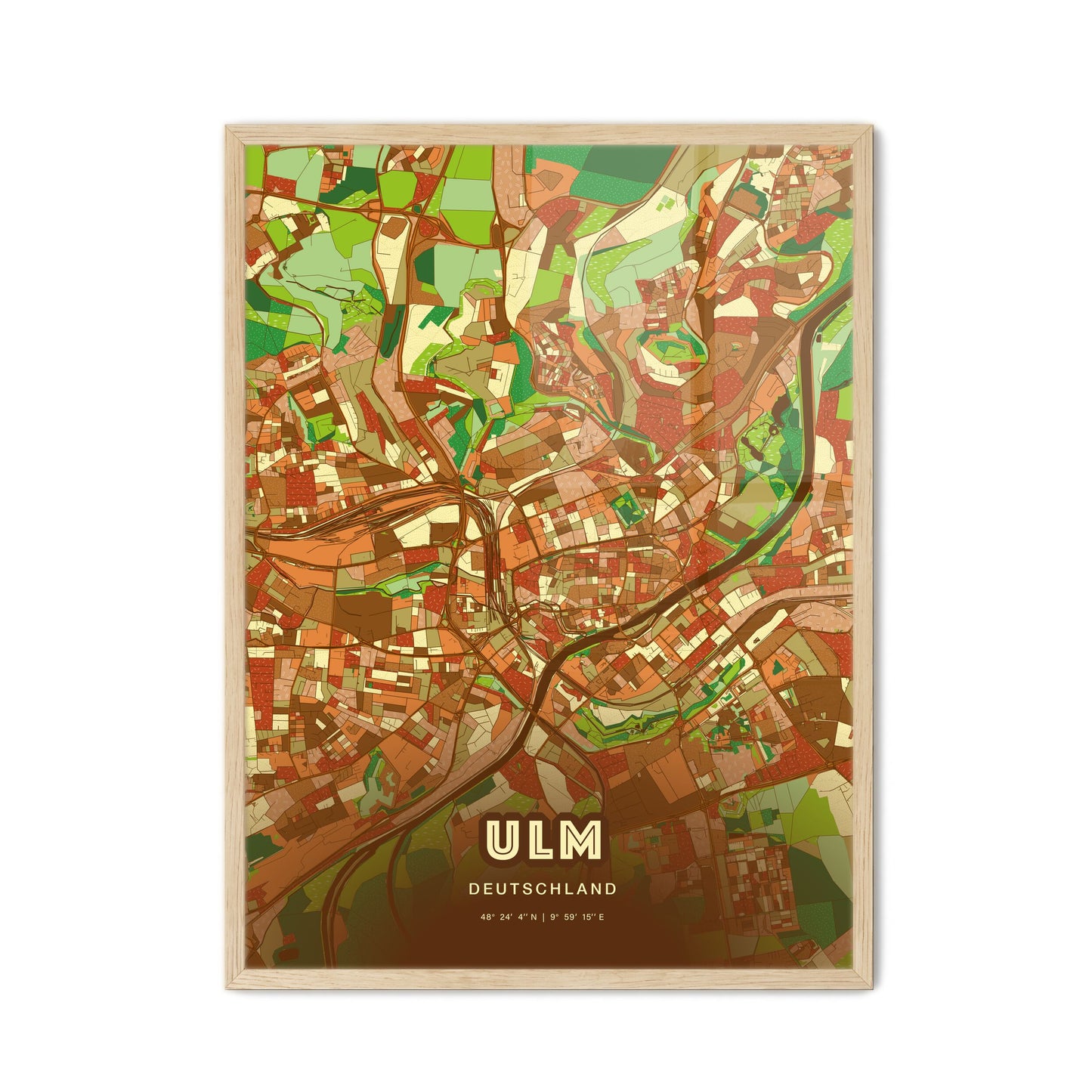 Colorful ULM GERMANY Fine Art Map Farmhouse