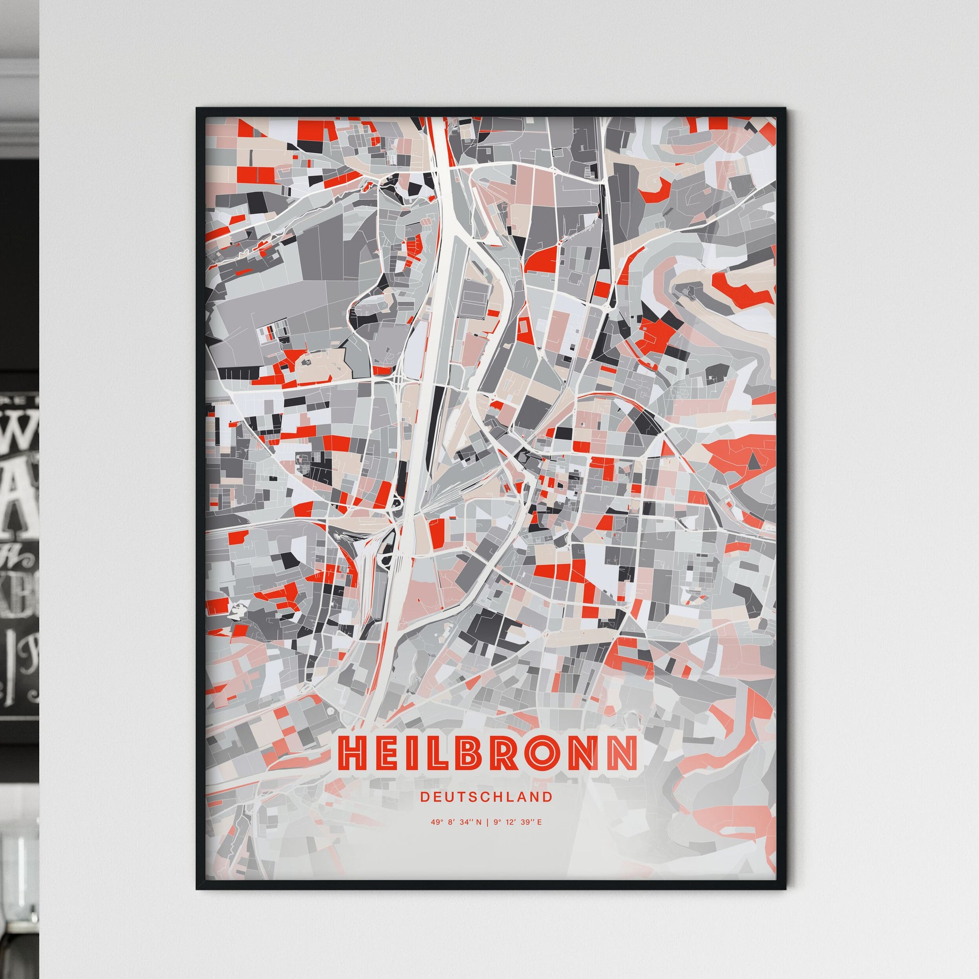 Colorful HEILBRONN GERMANY Fine Art Map Modern