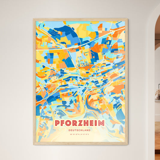 Colorful Pforzheim Germany Fine Art Map Blue Orange