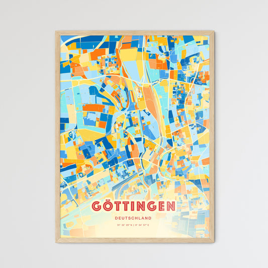 Colorful GOTTINGEN GERMANY Fine Art Map Blue Orange