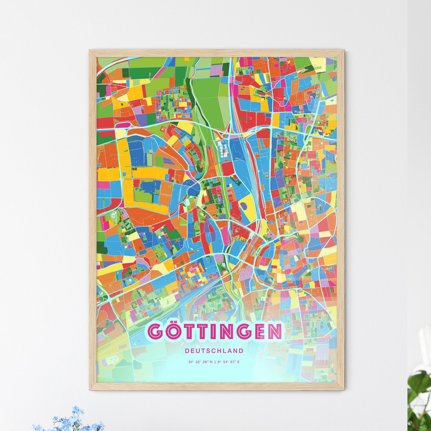 Colorful GOTTINGEN GERMANY Fine Art Map Crazy Colors
