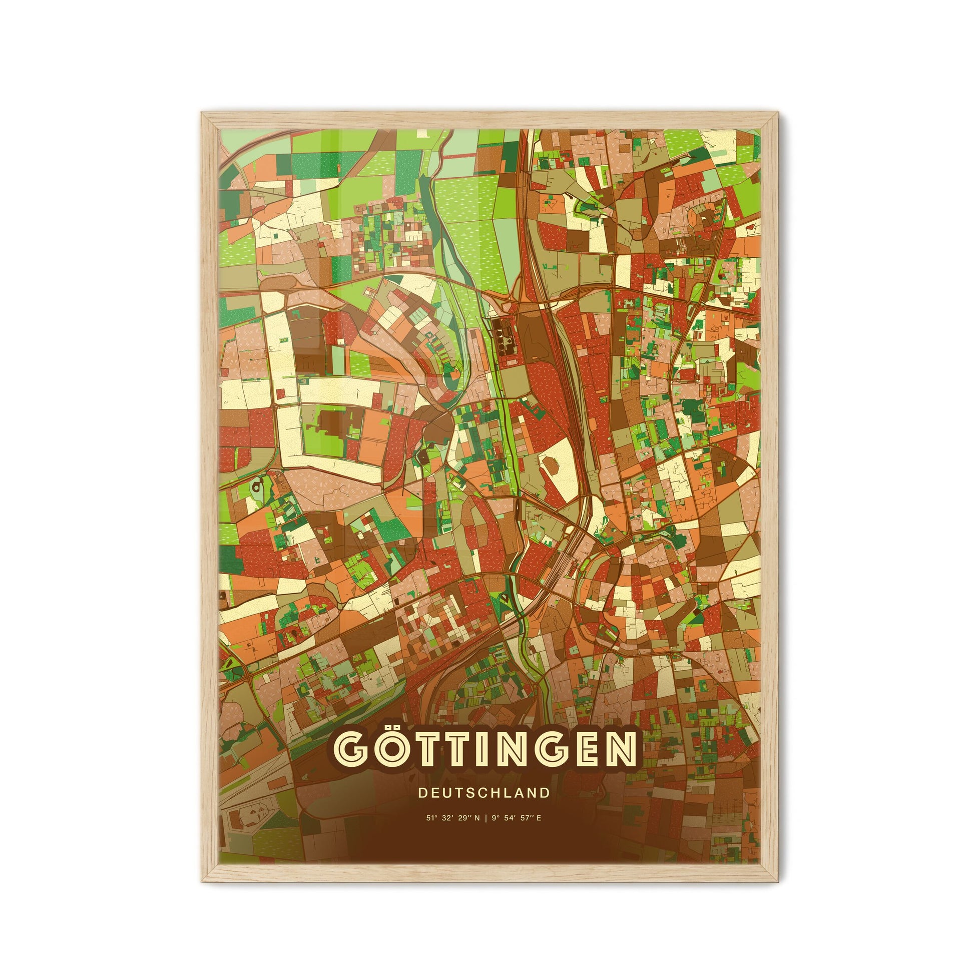 Colorful GOTTINGEN GERMANY Fine Art Map Farmhouse