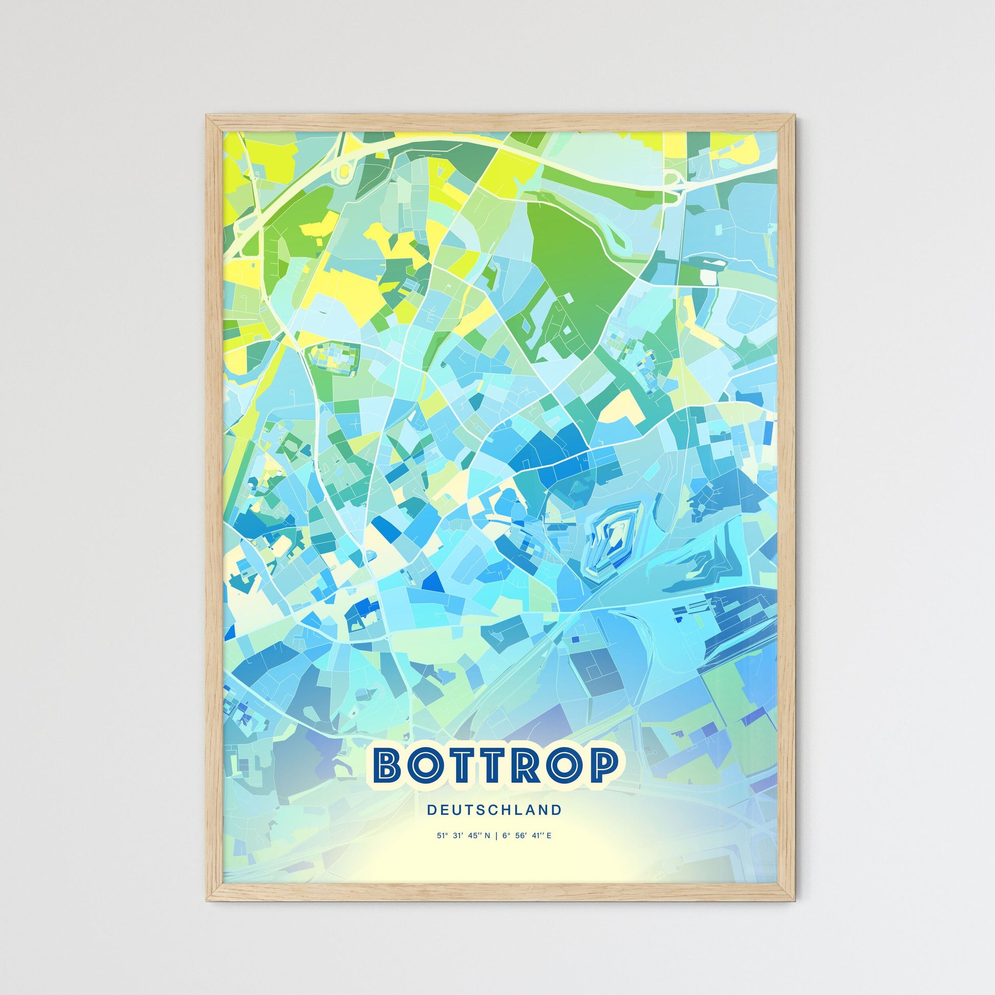 Colorful BOTTROP GERMANY Fine Art Map Cool Blue