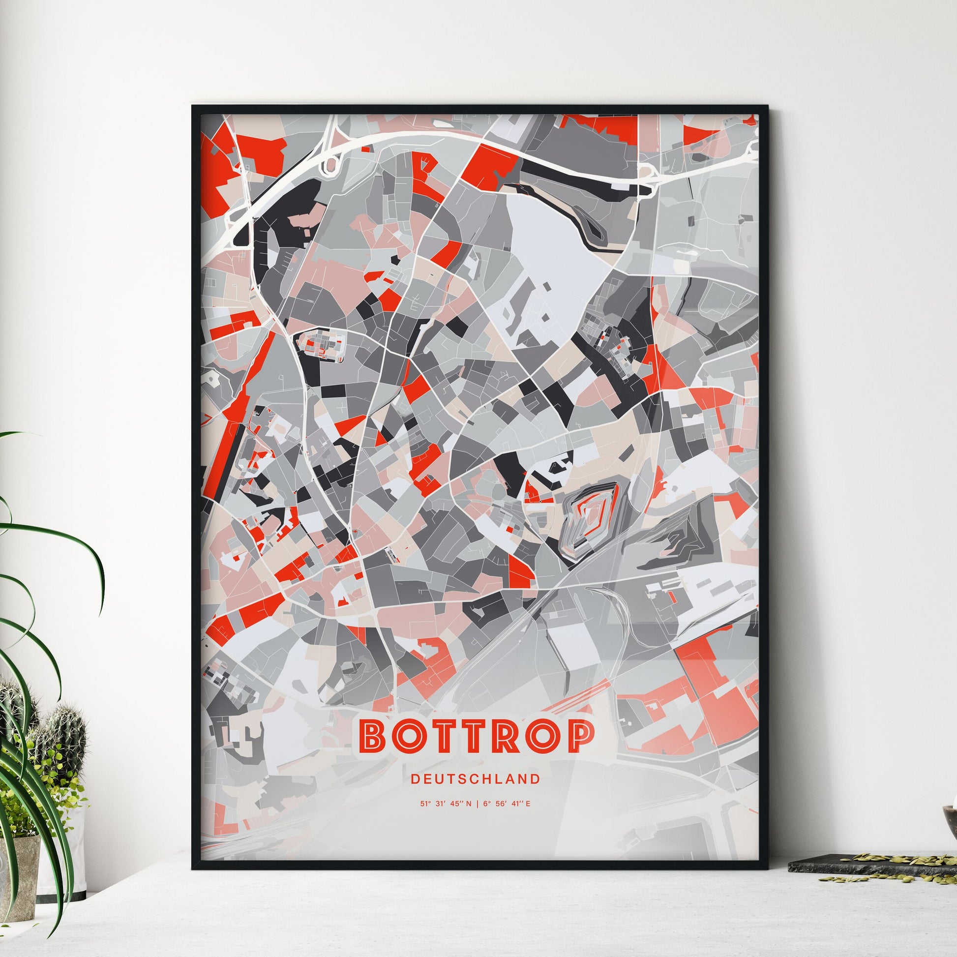 Colorful BOTTROP GERMANY Fine Art Map Modern