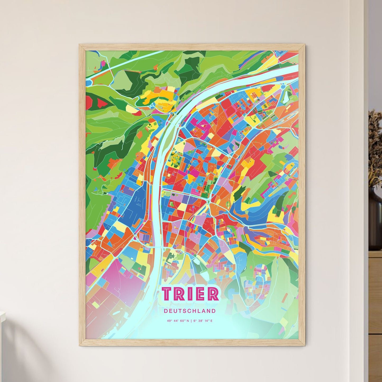 Colorful TRIER GERMANY Fine Art Map Crazy Colors