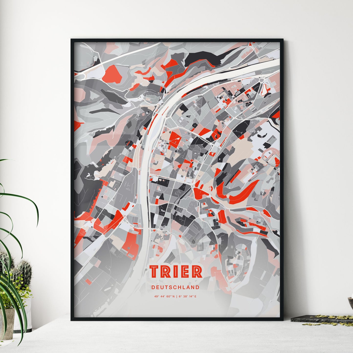 Colorful TRIER GERMANY Fine Art Map Modern