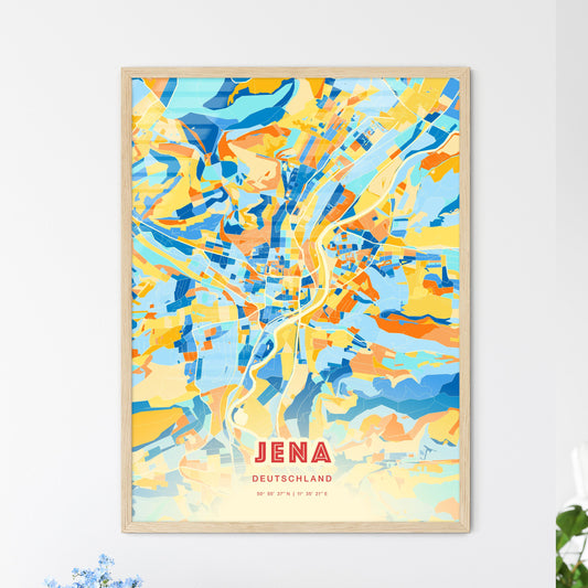 Colorful Jena Germany Fine Art Map Blue Orange