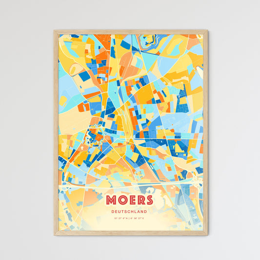 Colorful MOERS GERMANY Fine Art Map Blue Orange