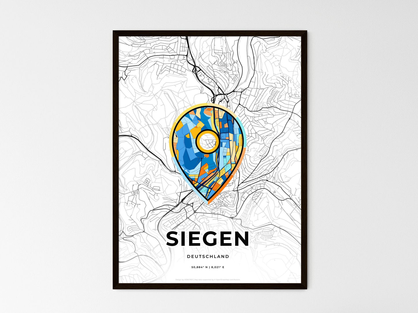 SIEGEN GERMANY minimal art map with a colorful icon. Where it all began, Couple map gift. Style 1