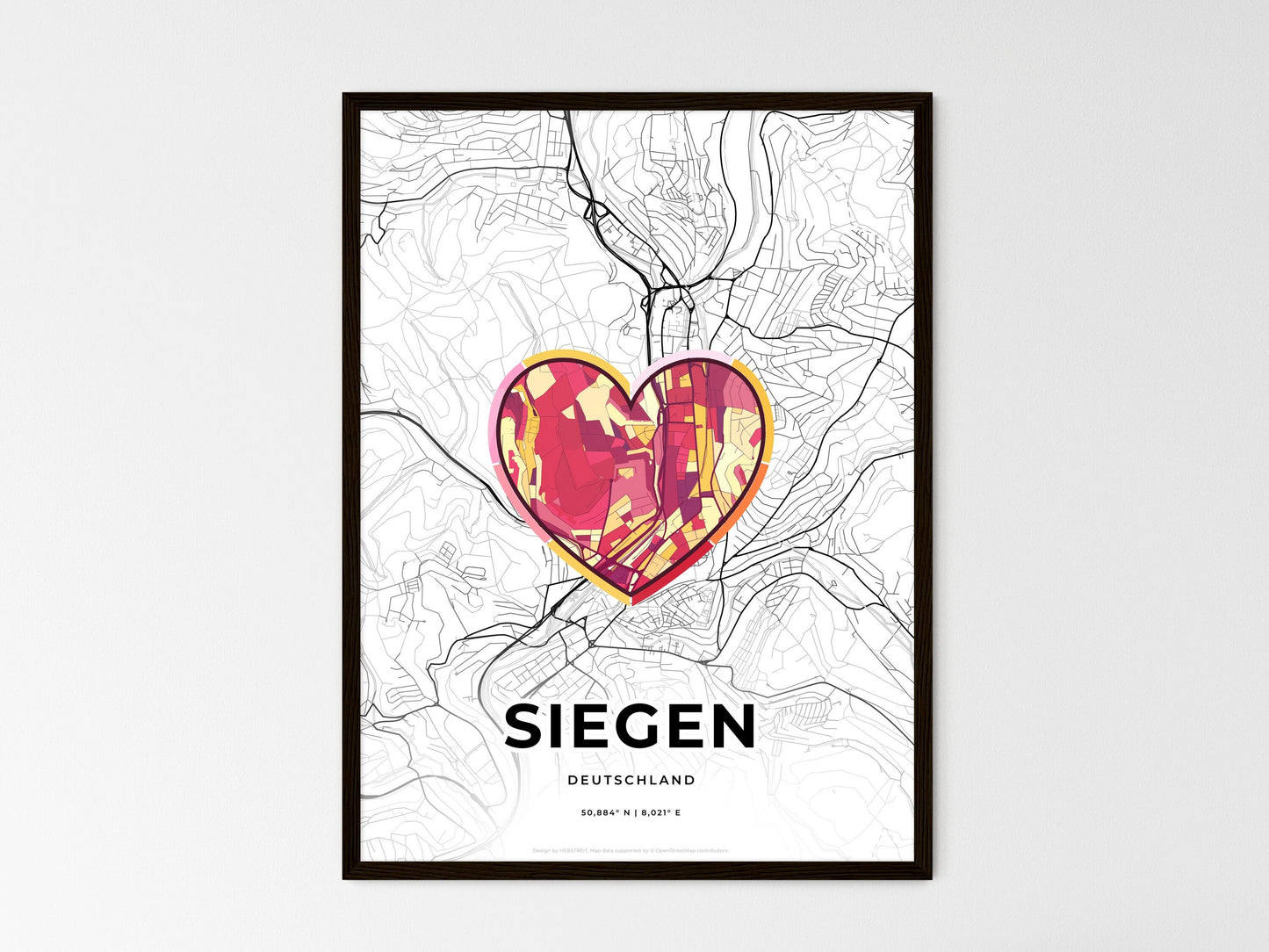 SIEGEN GERMANY minimal art map with a colorful icon. Where it all began, Couple map gift. Style 2