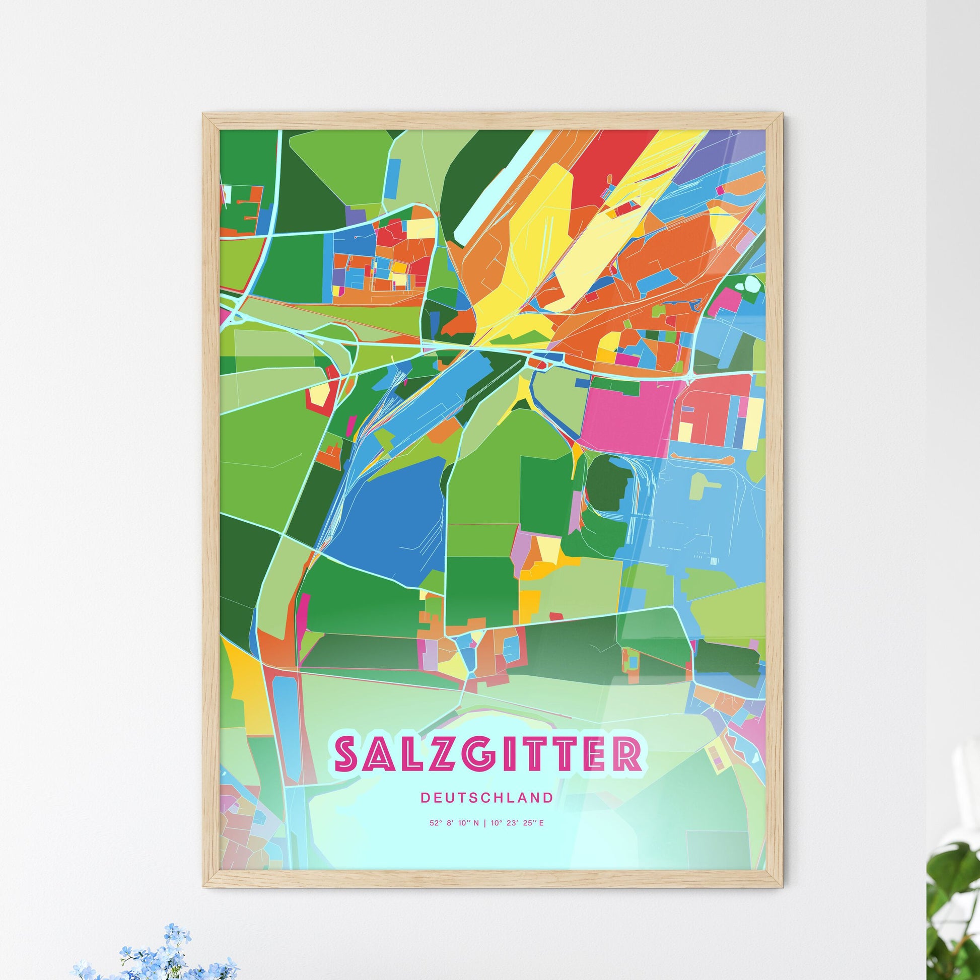 Colorful SALZGITTER GERMANY Fine Art Map Crazy Colors