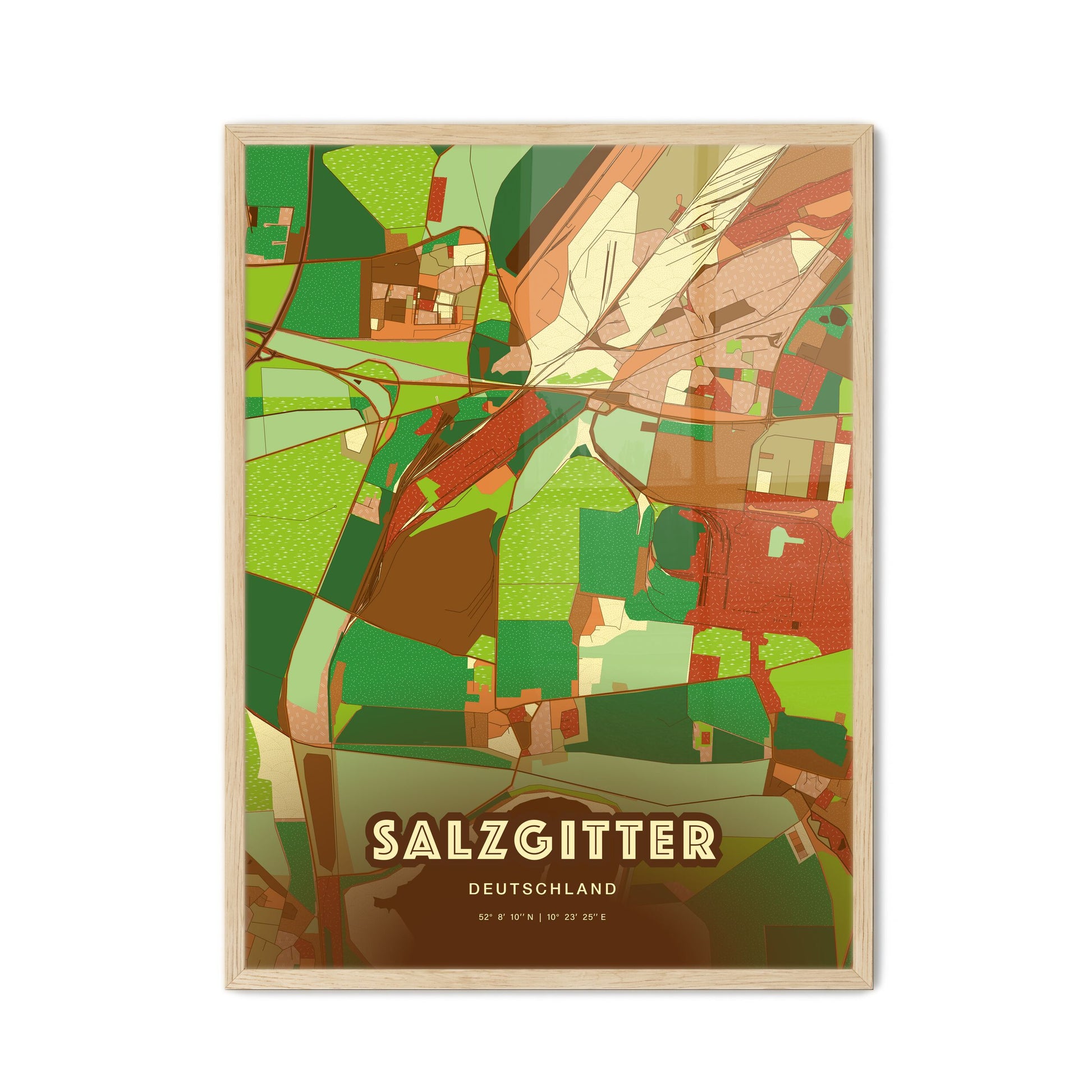 Colorful SALZGITTER GERMANY Fine Art Map Farmhouse