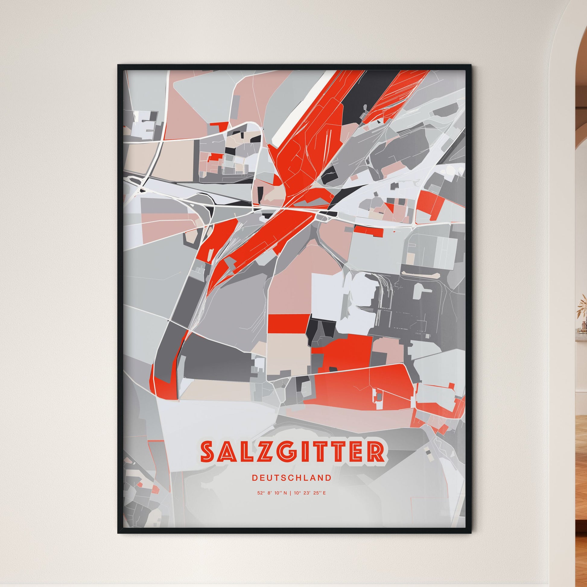 Colorful SALZGITTER GERMANY Fine Art Map Modern