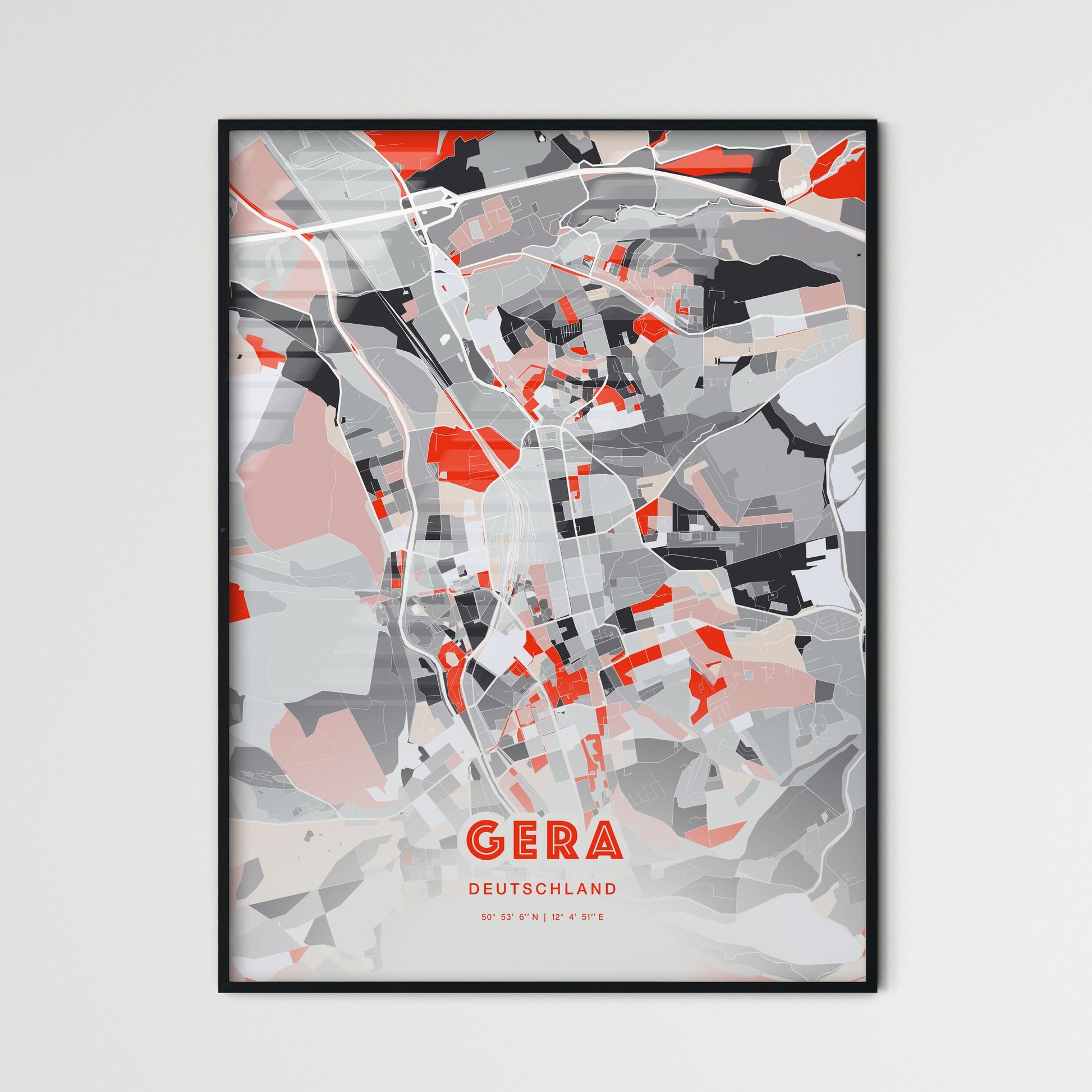 Colorful GERA GERMANY Fine Art Map Modern