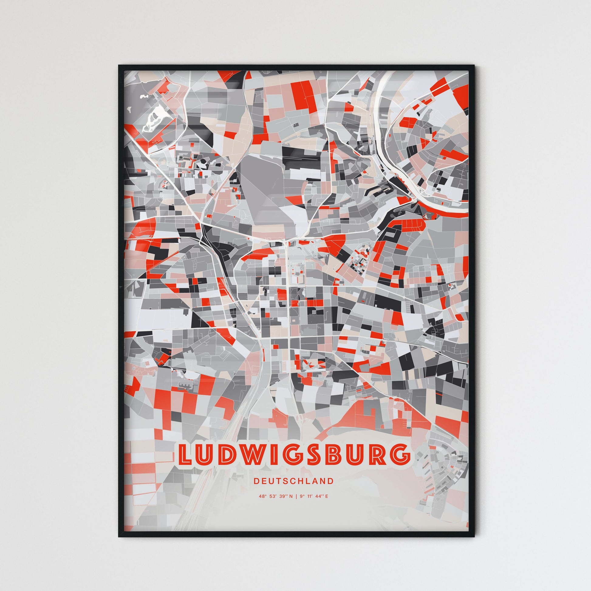 Colorful LUDWIGSBURG GERMANY Fine Art Map Modern