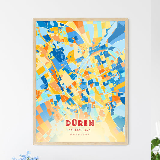 Colorful DUREN GERMANY Fine Art Map Blue Orange