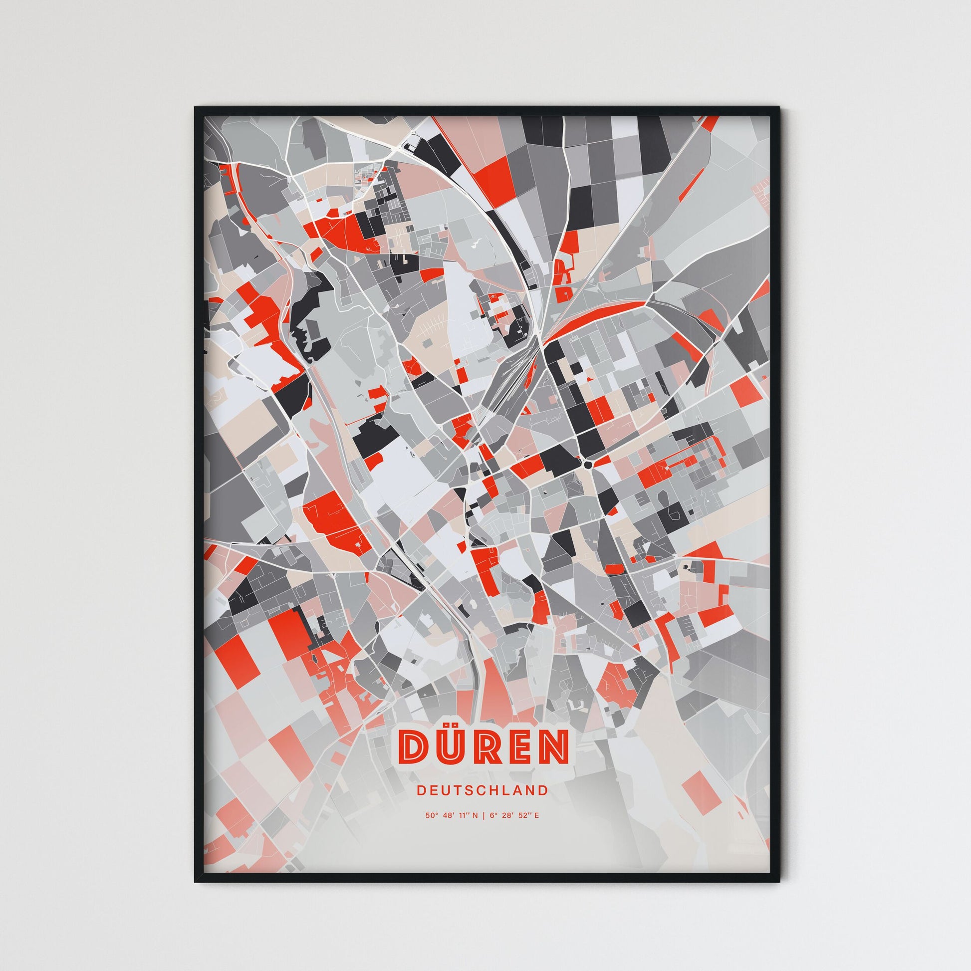 Colorful DUREN GERMANY Fine Art Map Modern