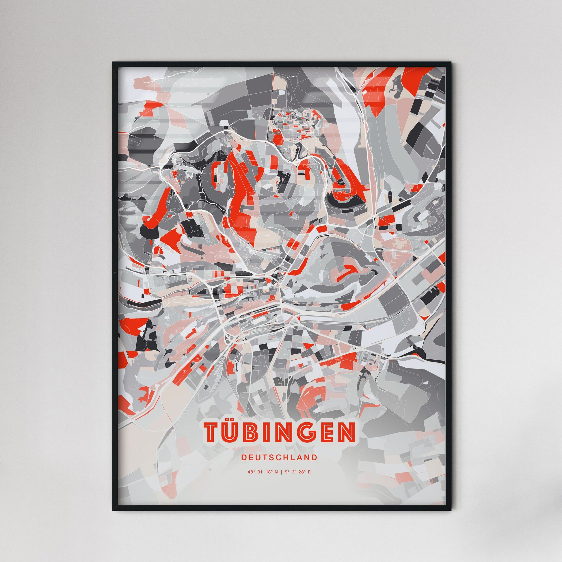 Colorful TUBINGEN GERMANY Fine Art Map Modern