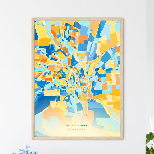 Colorful VILLINGEN-SCHWENNINGEN GERMANY Fine Art Map Blue Orange