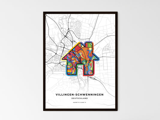 Villingen-Schwenningen Germany wedding art map with home icon