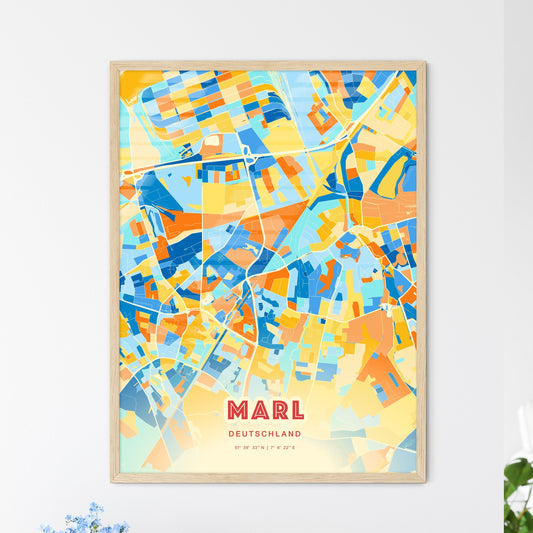 Colorful MARL GERMANY Fine Art Map Blue Orange