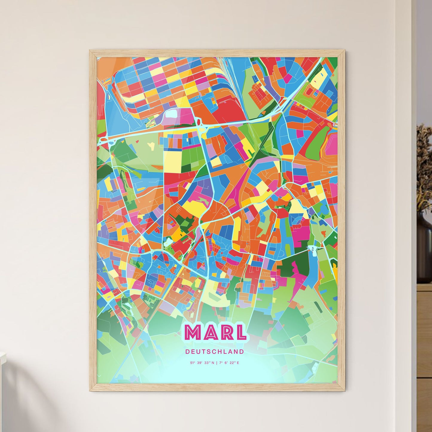 Colorful MARL GERMANY Fine Art Map Crazy Colors
