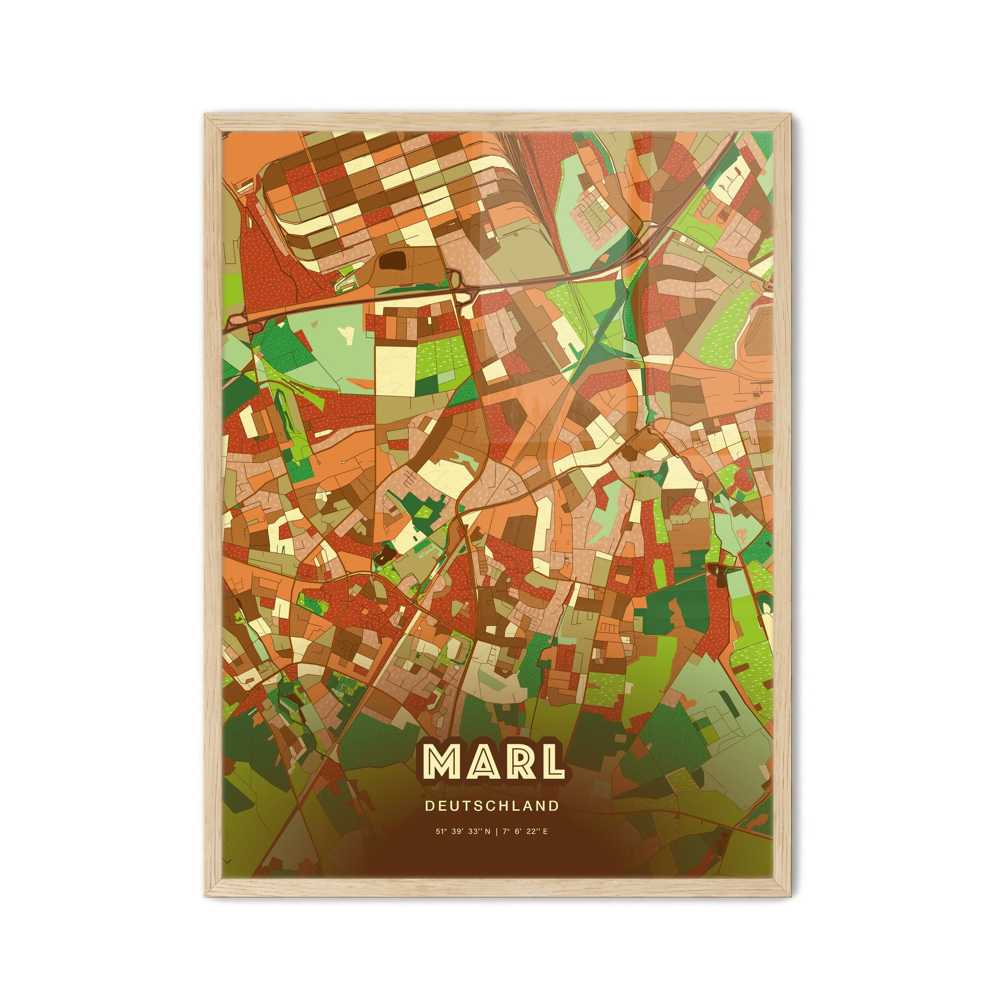 Colorful MARL GERMANY Fine Art Map Farmhouse