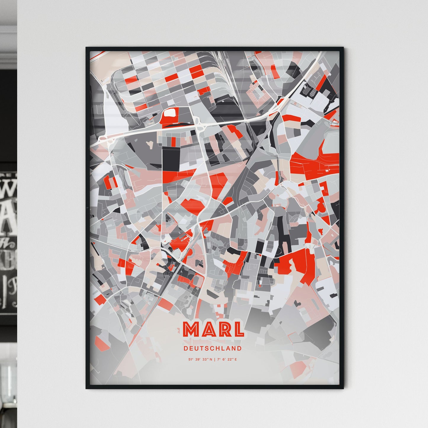 Colorful MARL GERMANY Fine Art Map Modern