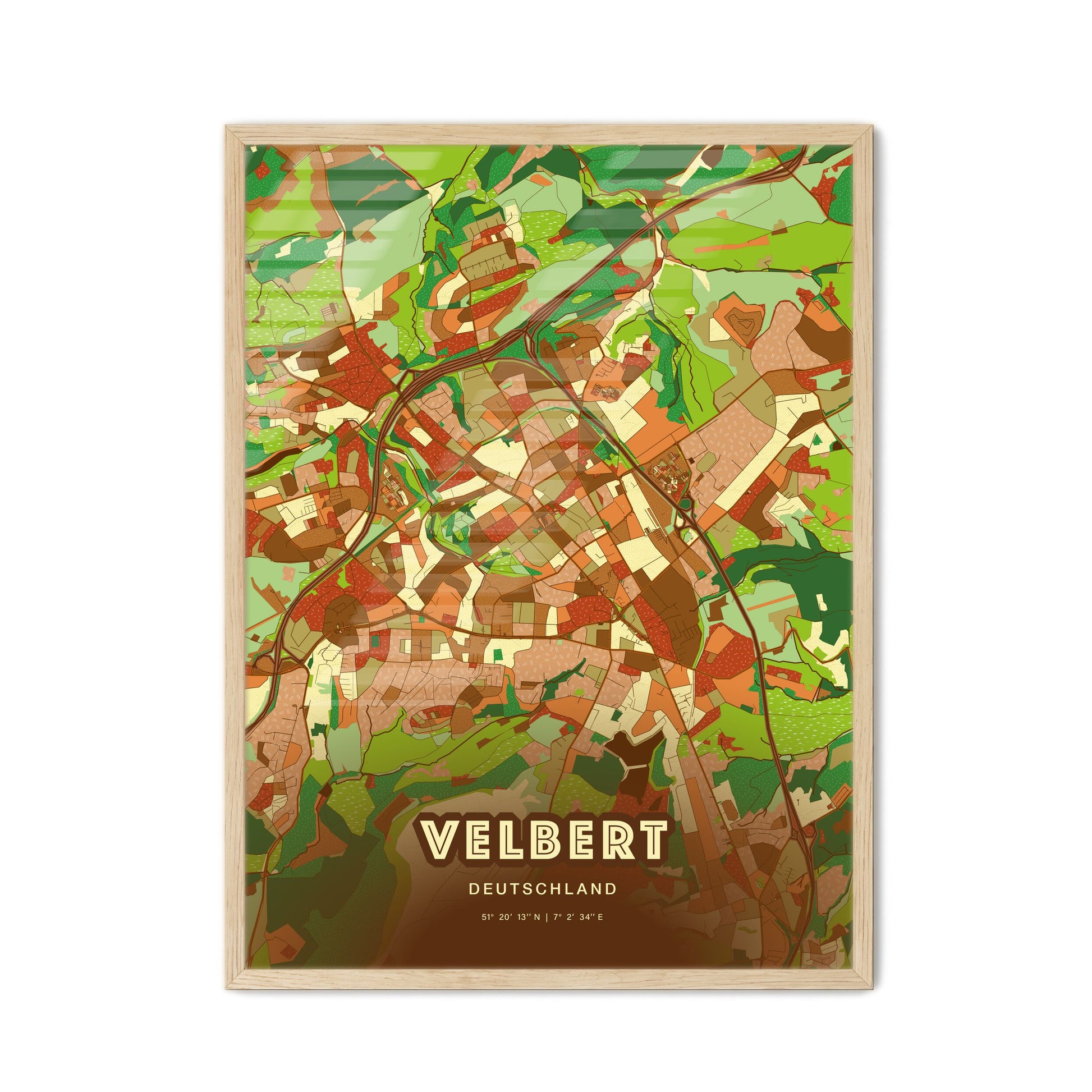 Colorful VELBERT GERMANY Fine Art Map Farmhouse