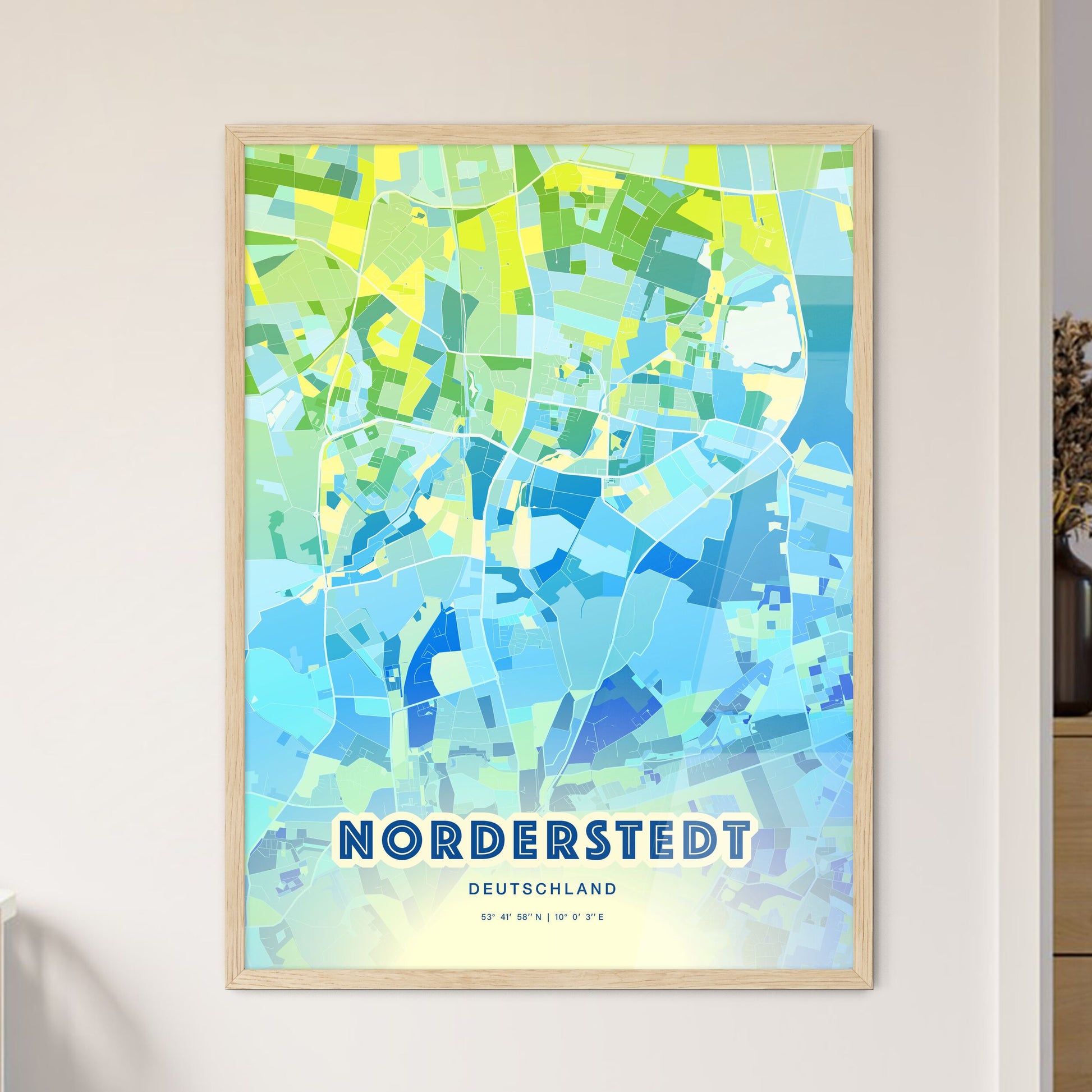 Colorful NORDERSTEDT GERMANY Fine Art Map Cool Blue