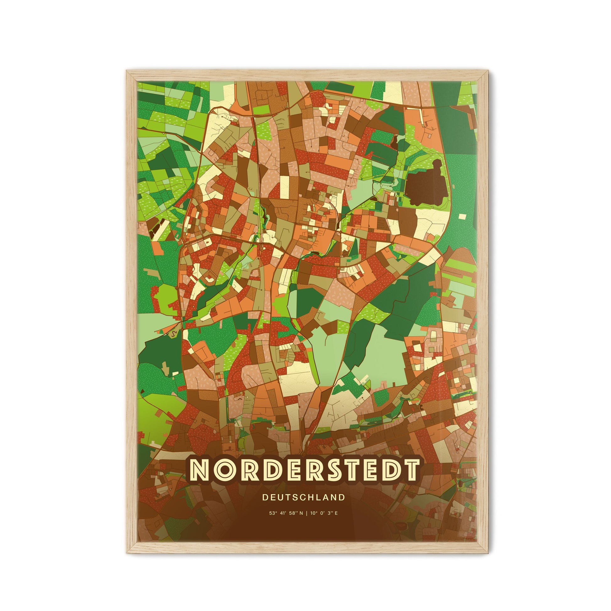 Colorful NORDERSTEDT GERMANY Fine Art Map Farmhouse