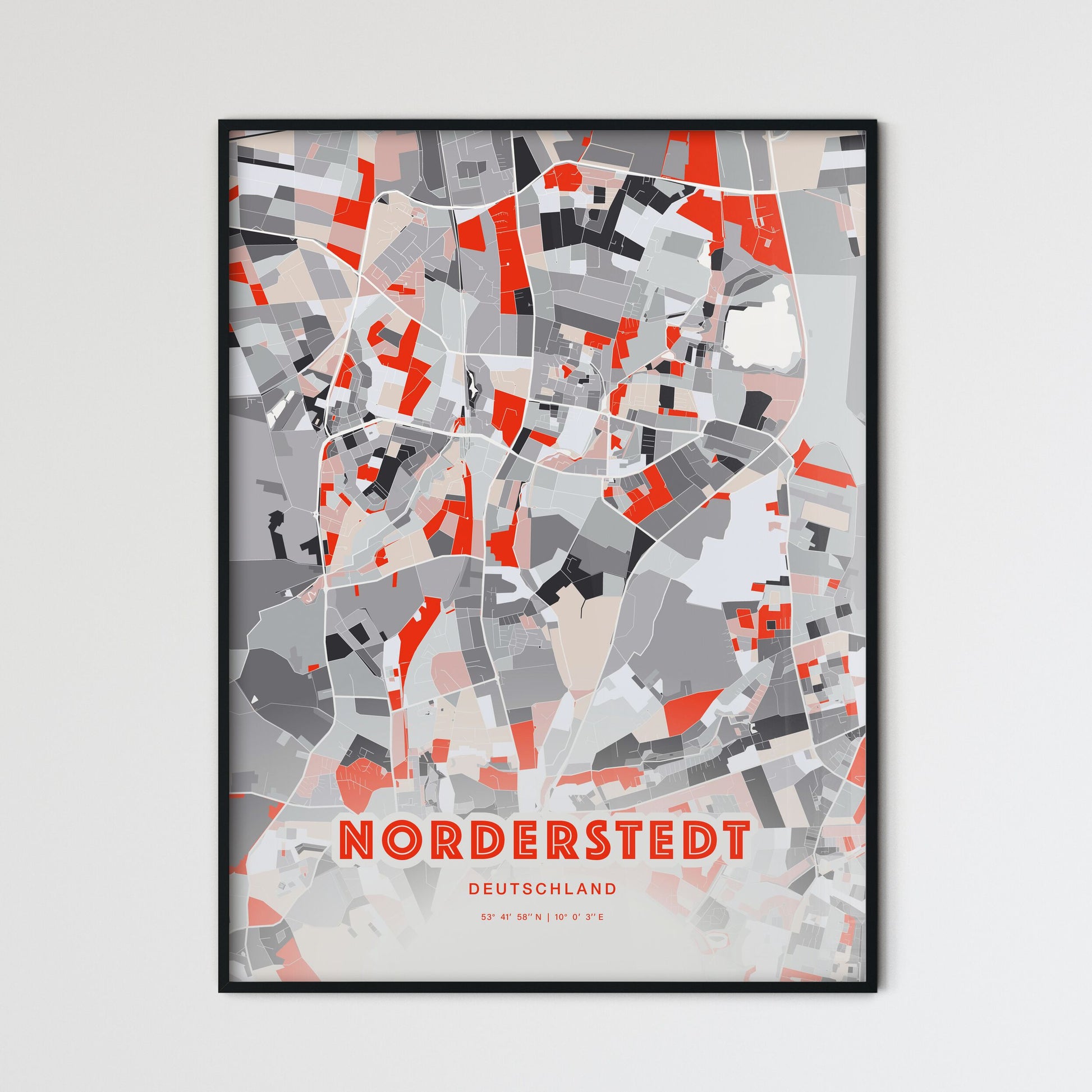 Colorful NORDERSTEDT GERMANY Fine Art Map Modern