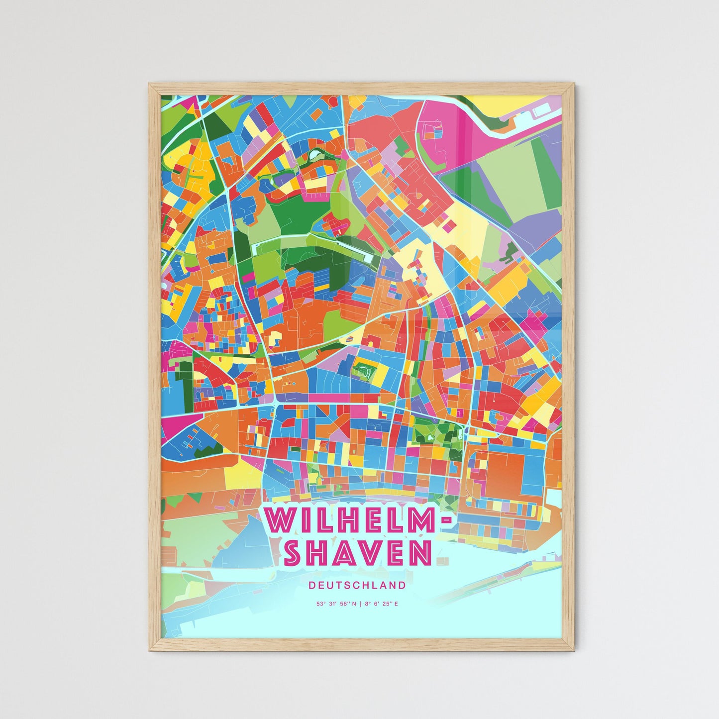 Colorful WILHELMSHAVEN GERMANY Fine Art Map Crazy Colors