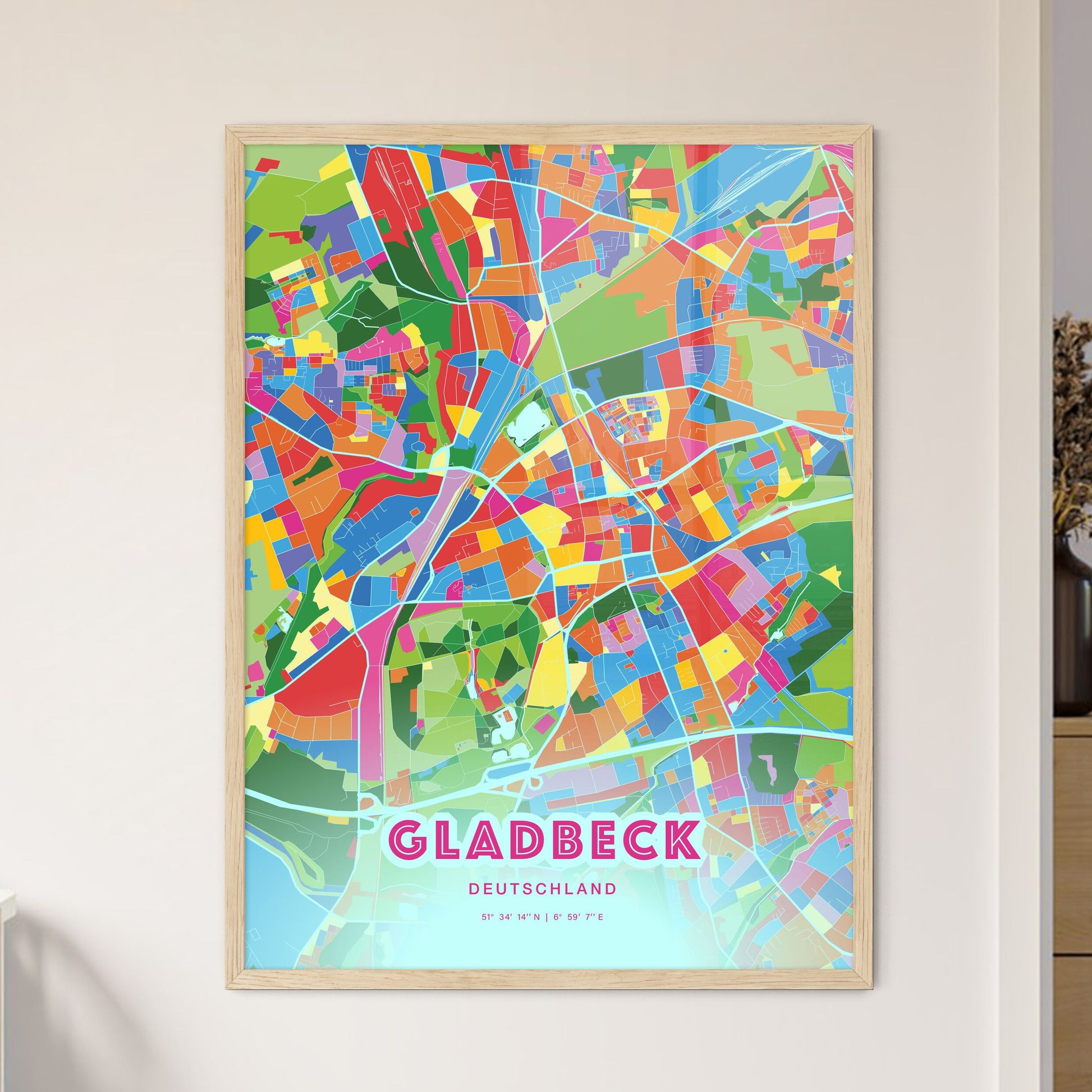 Colorful GLADBECK GERMANY Fine Art Map Crazy Colors