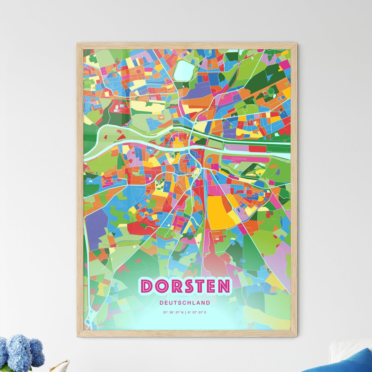 Colorful DORSTEN GERMANY Fine Art Map Crazy Colors