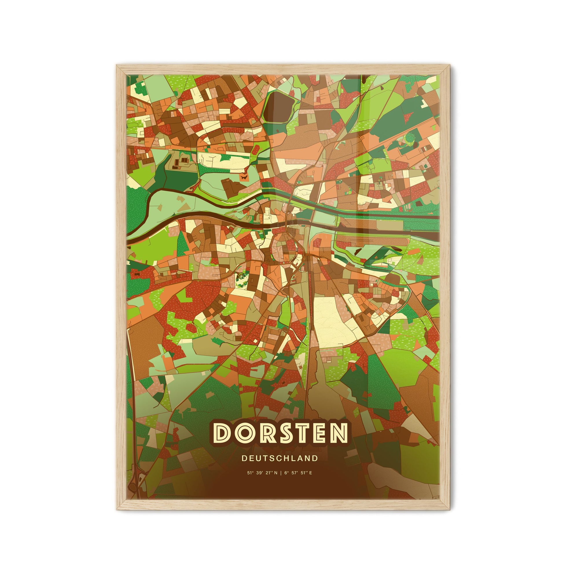 Colorful DORSTEN GERMANY Fine Art Map Farmhouse