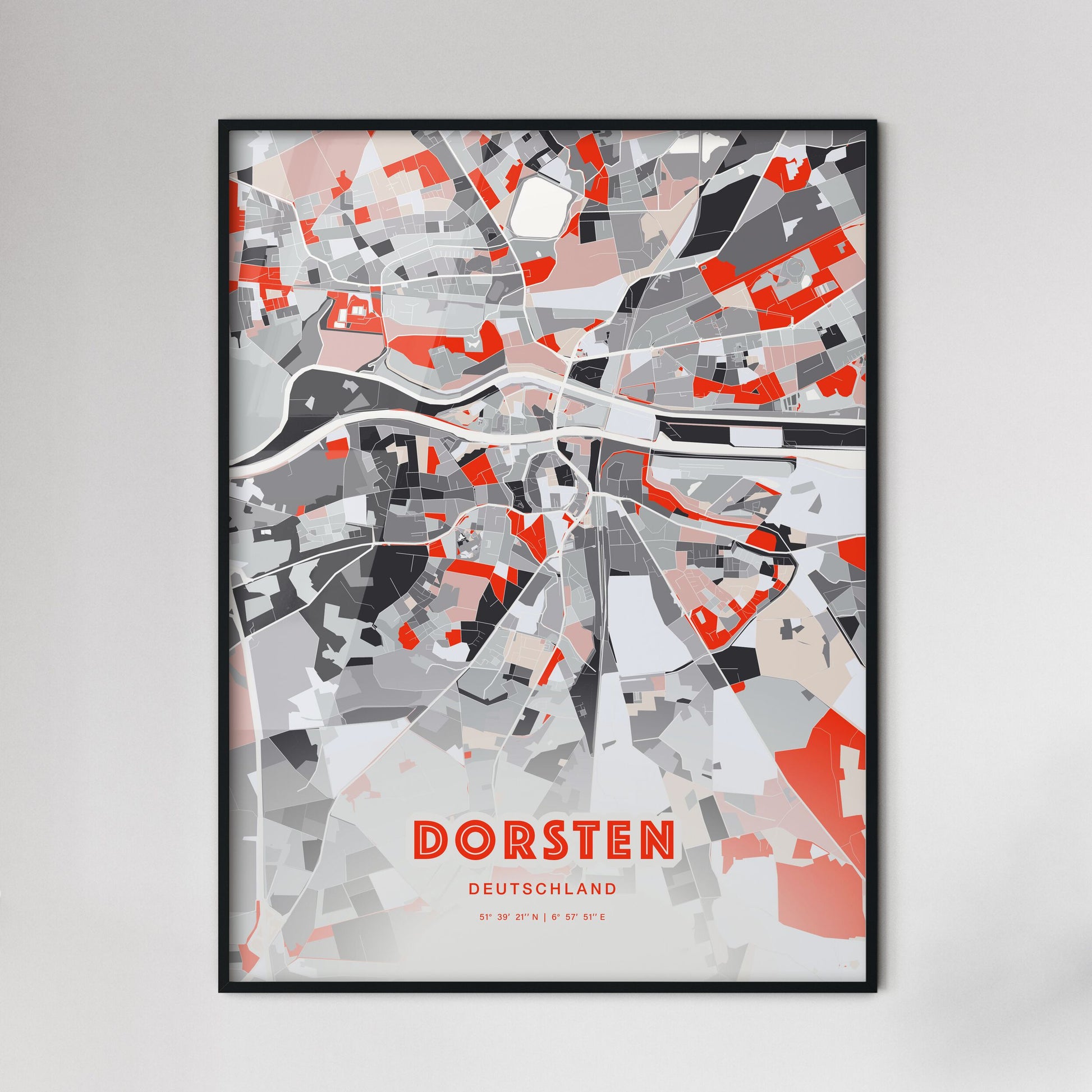 Colorful DORSTEN GERMANY Fine Art Map Modern